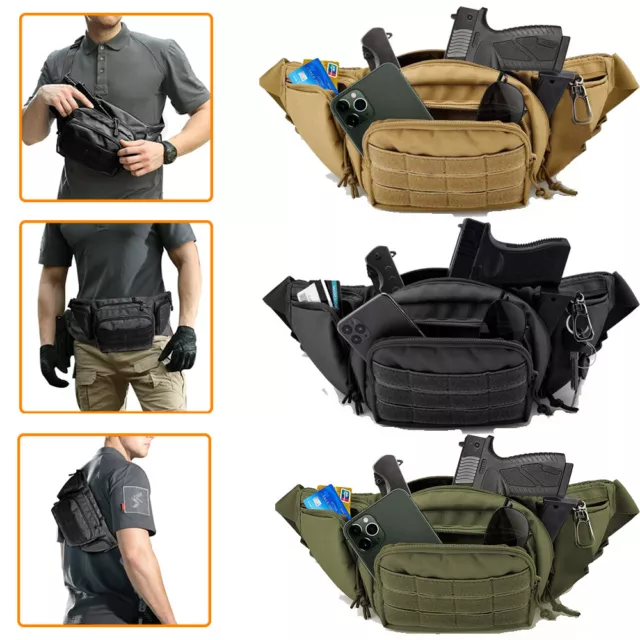 TACTICAL WAIST BAG Concealed Gun Carry Pouch Military Pistol Holster ...