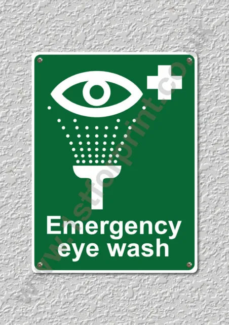 1 Insegna da parete in metallo per lavaggio occhi di emergenza salute e sicurezza stampata A5 alta qualità