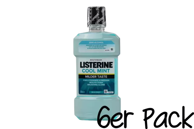 0,83€/100ml 6x Listerine Cool Mint Milder Taste Zero Alcohol Mundspülung 500 ml