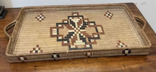 Large Vintage Native American Northwest Coast Or Interior Salish Basket Tray NR