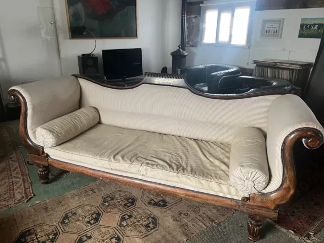 Antique Sofa/Divan/Couch/Chaise , 19th Century Regency Style, Scroll Arms.