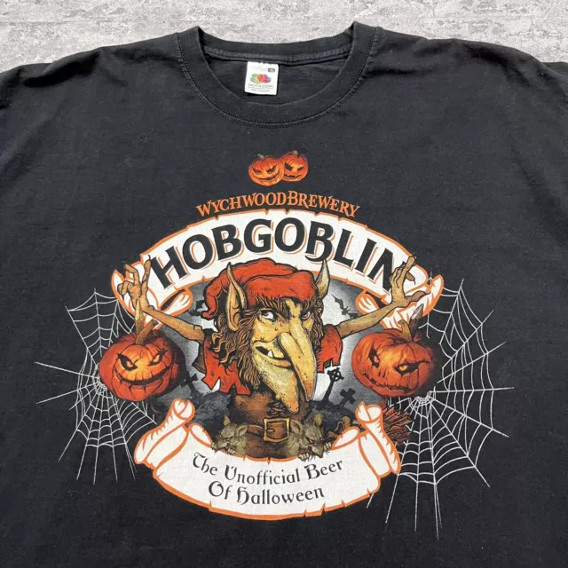 Vintage Hobgoblin Beer Promo T Shirt Mens XL Black FOTL Graphic Print 00s Tee 2
