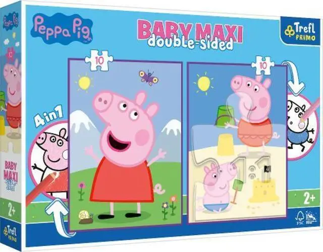 Primo Baby MAXI Puzzle + Malvorlage 2x10 Teile Peppa Pig Spiel Kartonage 43001