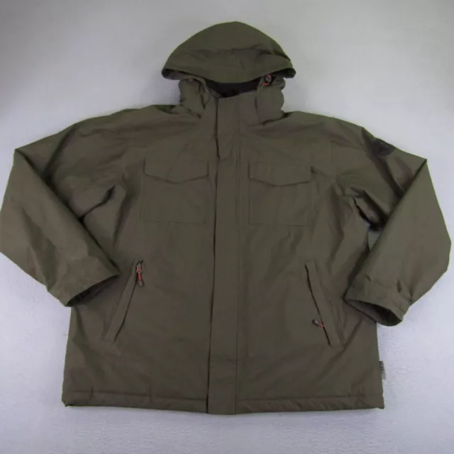 FREE COUNTRY JACKET Mens XXL Green Full Zip Removable Hood Coat Quilted ...