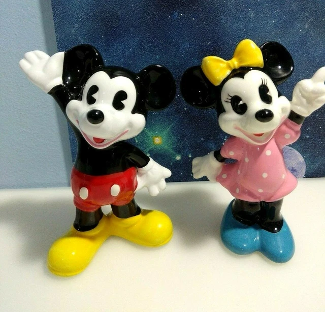 VINTAGE DISNEY JAPAN Mickey&Minnie Mouse Figurines 10.5 Cms £18.00
