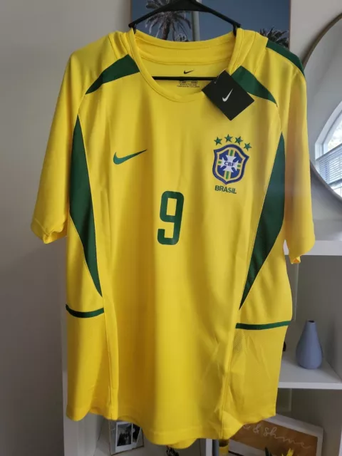 2002 WORLD CUP Nike Brazil Ronaldo #9 Dual Layer Player Jersey