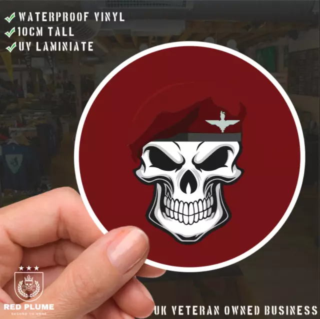 Skull with Parachute Regiment Beret TRF Vinyl Sticker - 10cm