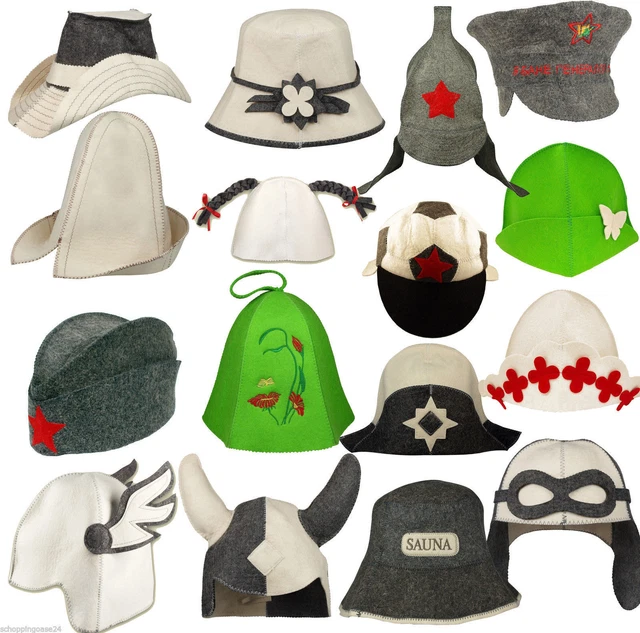 WRITWAA 2x Saunahütte Filz - Russische Banja-Kappe Für Sauna & Dampfbad