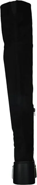 Nine West Hojo2 Black Stretch Suede Wedge Platform Over Knee Fashion Fitted Boot 3