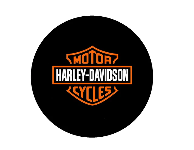 Autocollant Rond Harley-Davidson 9,5cm - Noir Et Orange, Pour Voiture, Moto, Casque