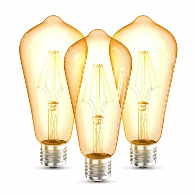 3x Retro LED Leuchtmittel E27 Filament Edison Lampe Glühbirne ST64 4W warmweiß 2