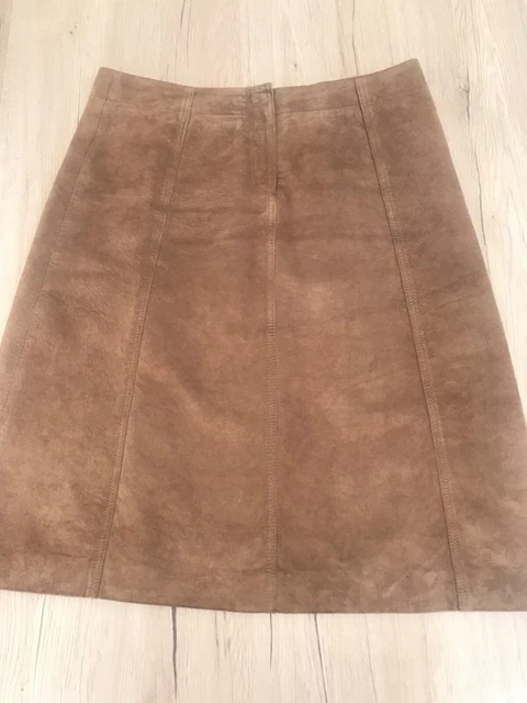 Jupe Crayon DDP Beige Camel Aspect Daim - Taille 36, Made In Italy, Occasion Très Bon état