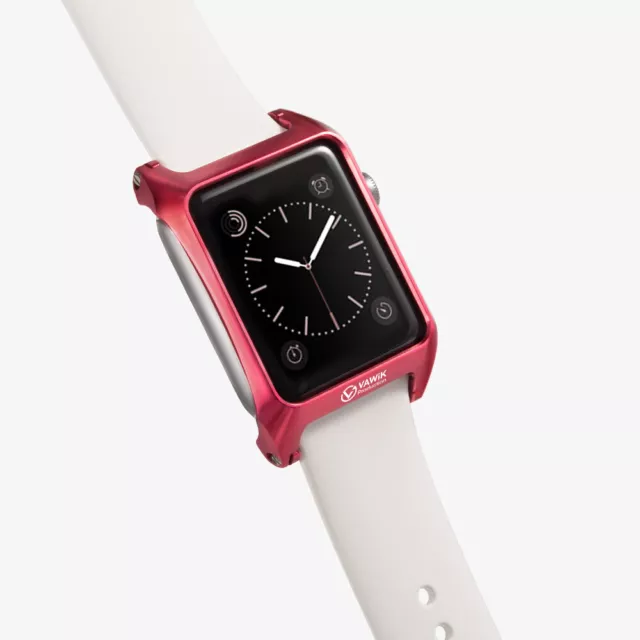 VAWiK Production frame case Aluminum red for Apple Watch 42mm Leather Loop