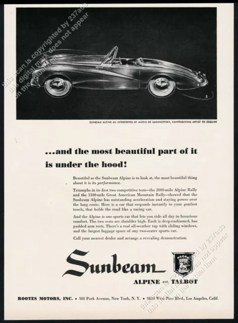1954 Sunbeam Alpine car Alexis de Sakhnoffsky art vintage print ad