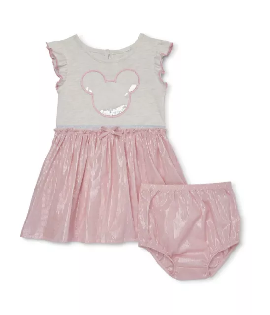 Disneys Minnie Mouse Baby Girls 2 Pc Dress Set 6/9, 12, 18, Months