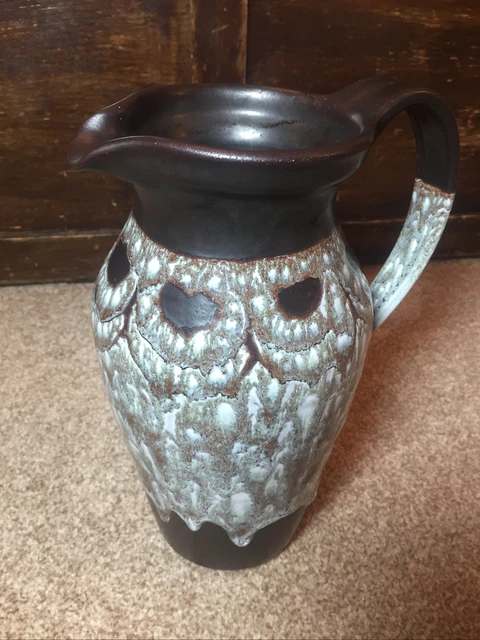 Large Elizabeth Andrea Bailey Yorkshire Studio Pottery Duo-Glazed Matt Brown Jug