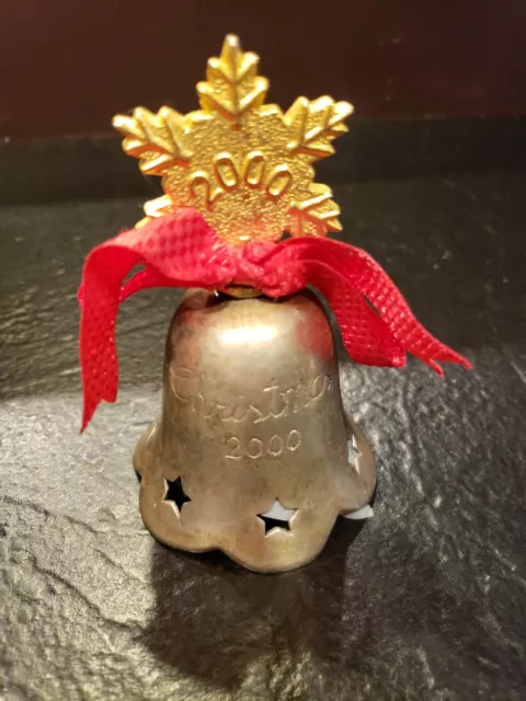 Christmas 2000 Snowflake Bell International Silver Co. Hand Made In India