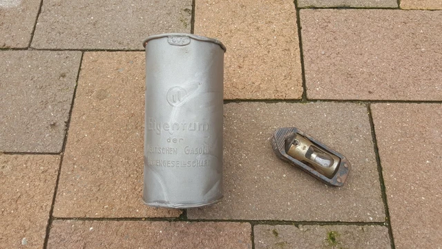 1 Liter Ölkanne Gasolin Tankstelle Ölbecher Öl Werkstatt Oldtimer Kaco Lampe DRP