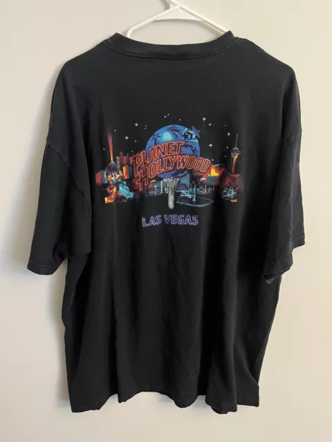 VTG Planet Hollywood T Shirt Double Sided XL Mens Las Vegas Casino 90s Black