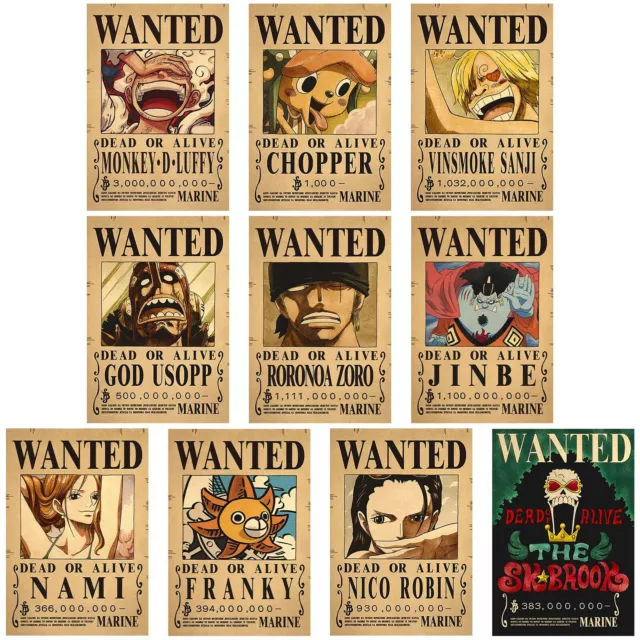 Ubephant One Piece Poster 10Pcs Affiche One Piece Anime Wanted Posters Papier...