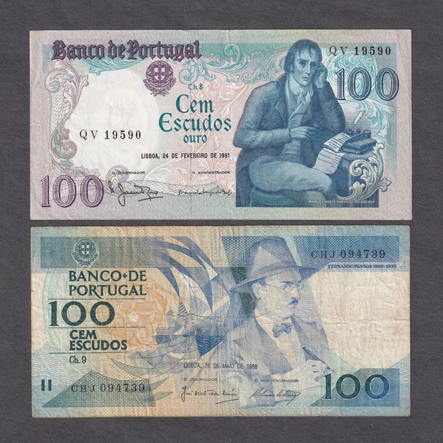 Banco De Portugal 100 Escudos Lisboa World Currency Banknote Lot (2) 🌈⭐🌈
