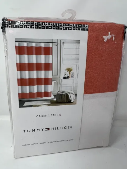 Tommy Hilfiger Cabana Stripe Signature Fabric Shower Curtain NEW 72x72