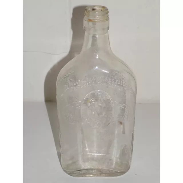 VINTAGE EMBOSSED WILKEN Glass Bottle Whiskey Flask $20.00 - PicClick