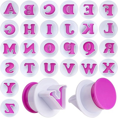 JINGYOU Stampino per Biscotti a Forma di Lettere Maiuscole,Formine per Biscotti Stampini con Lettere,Alfabeto Lettere Stampo Espulsione per Biscotti,Lettera Alfabeto Numero Stantuffo Stampo 