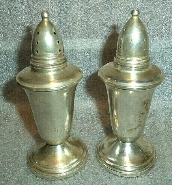 fine old pair sterling silver salt & pepper shaker by Crown