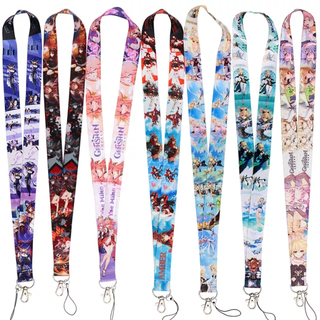 Genshin Impact Neck Strap Lanyards ID Card Keys Clip Hang Rope Mobile Phone Rope