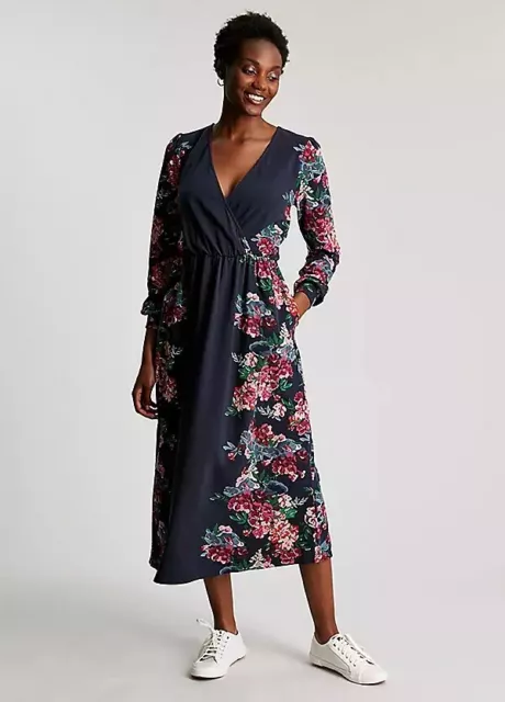BNWT JOULES WOMENS Scarlett Jersey Wrap Maxi Dress Navy Floral Size 26 ...