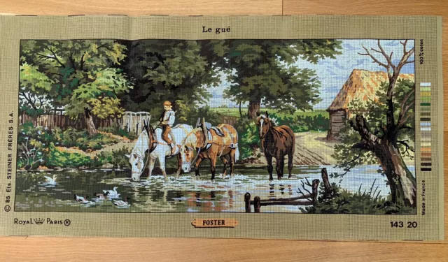 Royal Paris Tapestry Needlepoint Canvas. Horses 35” x 17”