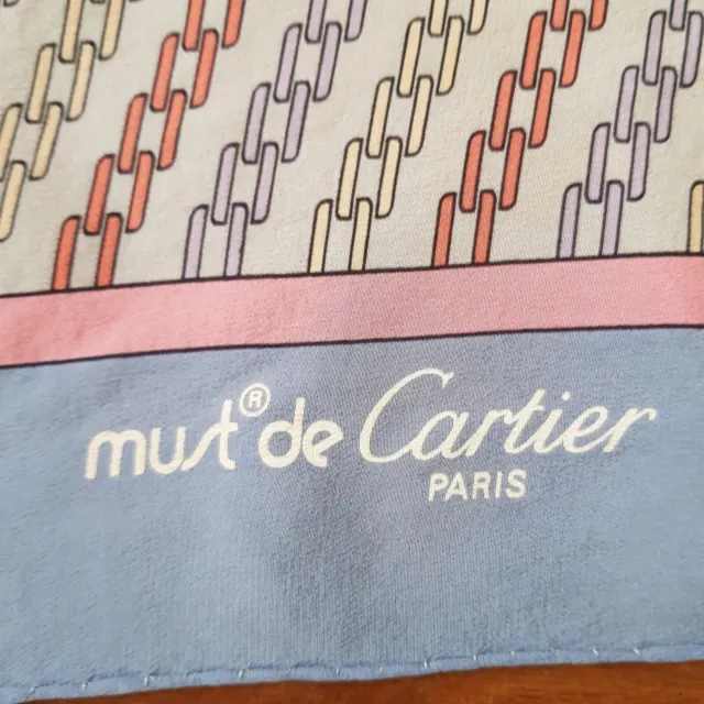 Foulard en soie - Must de Cartier - Vintage années 90 - Bleu