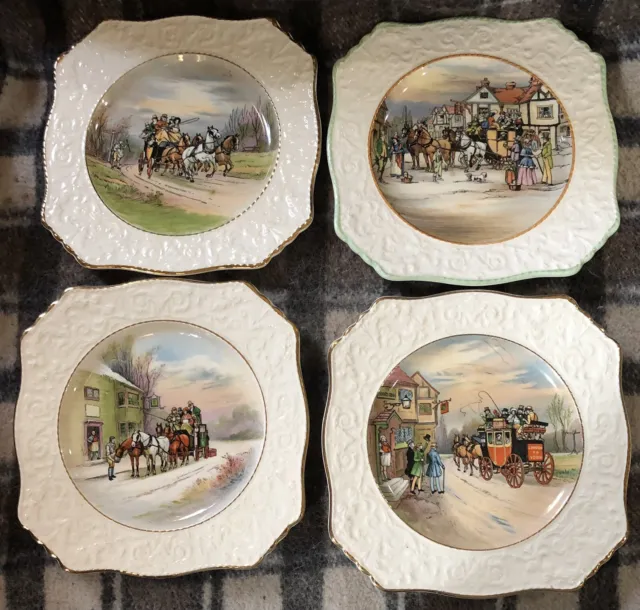 Coaching And Fox Hunting Set Of 4 Plates Royal Winton Grimwades