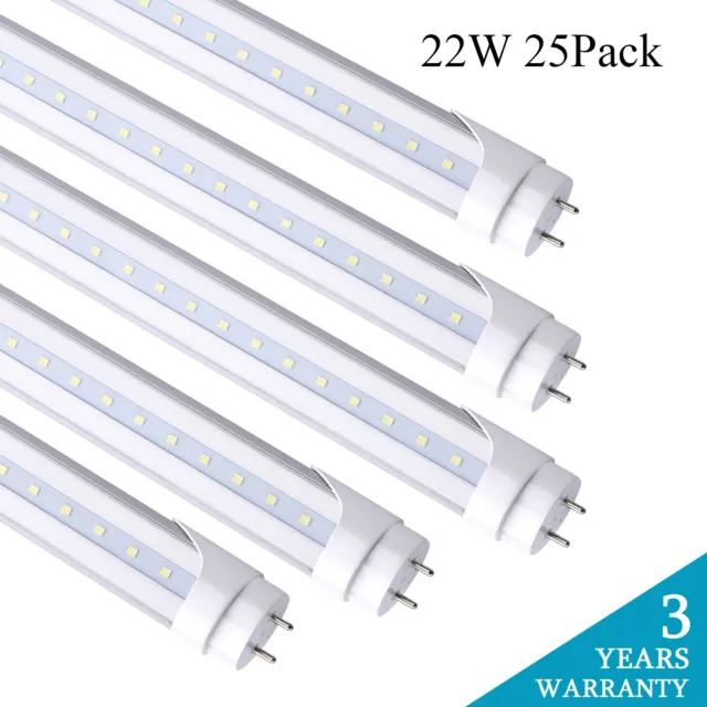 25 Pack T8 4FT G13 Bi Pin Led Tube Light Bulbs 22W 4Foot Led Shop Light 6000K