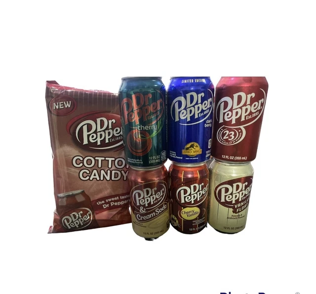 AMERICAN DR PEPPER Box 6 Cans! & Cotton Candy USA Imported cream soda