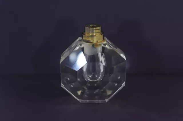 Vintage Art Deco Glass/Lead Crystal Perfume Bottle Beveled Glass Perfume Bottle