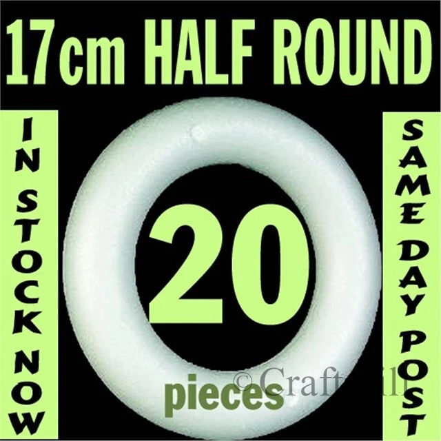Quality Polystyrene HALF round Rings 20pcs x 17cm Christmas craft florist wreath