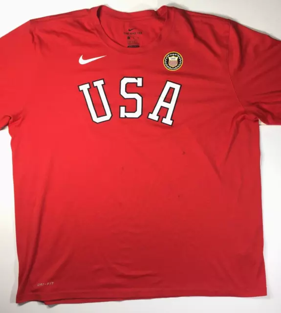 NIKE YOGA TEE Team USA Olympic Team T-Shirt Red DriFit Men Size M 