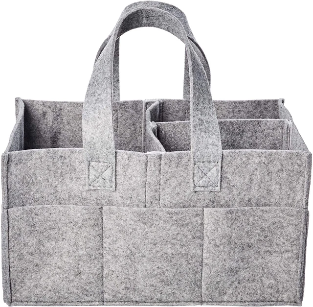 Basics Felt Baby Diaper Caddy Storage Organizer Tote Bag Grey travel Nursery