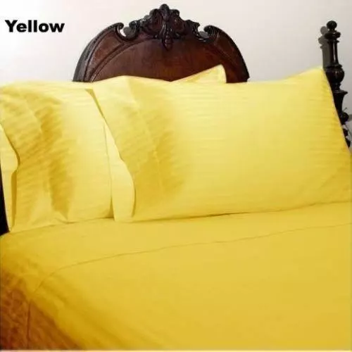 1000 TC Super Egyptian Cotton Sheet Set/Fitted/Duvet Cal-King Size Yellow Stripe