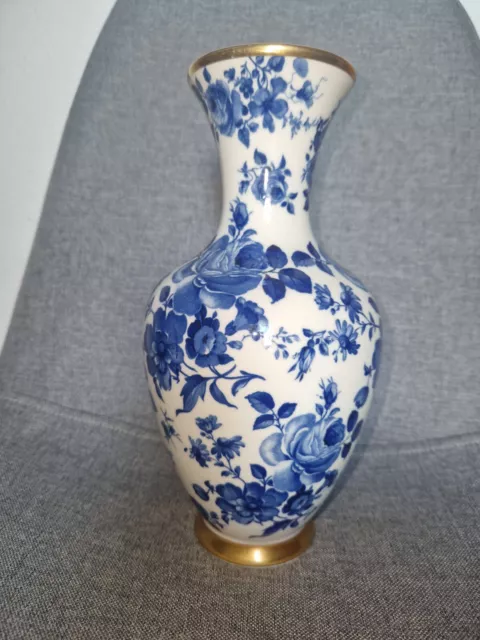 Bavaria echt Kobalt Porzellan-Vase in bunte-blau Blume mit goldenen Verzierungen