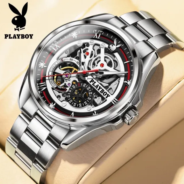 Playboy Brand Watch Mechanical Watch Hollow Casual Men's Fashion Wrist Watch