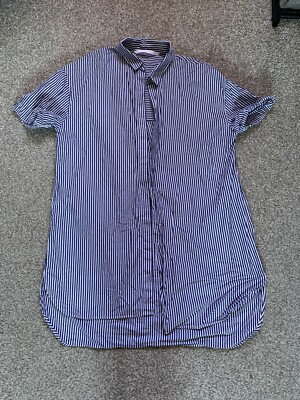 Zara, Blue and white striped shirt dress, size M, short sleeves, pockets