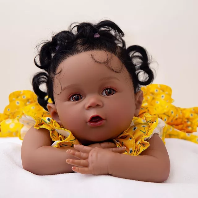 Reborn Baby Dolls Black Girl 18 Inch Lifelike Realistic African American Baby...