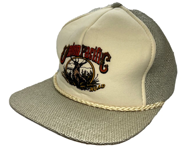 VINTAGE UNION PACIFIC Rail Road Railway Rope Deer Logo SportCap