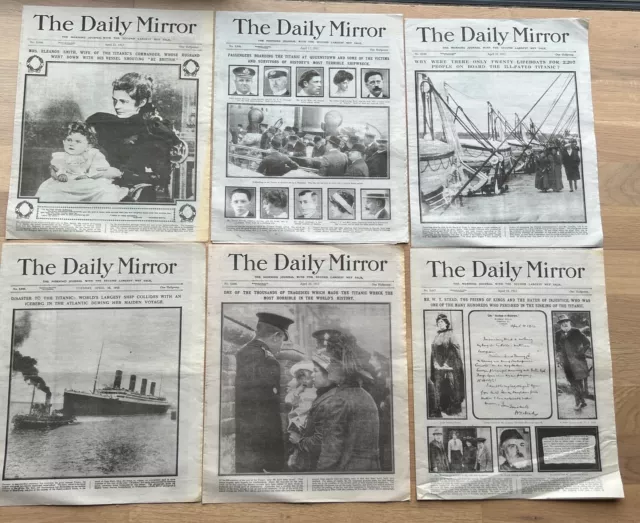 6 x Episodes The Daily Mirror 1912 The Titanic  Disaster Newspaper Reprints