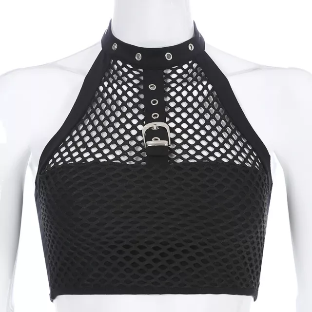 Womens Hollow Out Fishnet Bra Tops Cutout Underboob Vest Crop Tops Clubwear