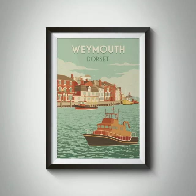 Weymouth Dorset Seaside Travel Poster - Framed - Vintage - Bucket List Prints