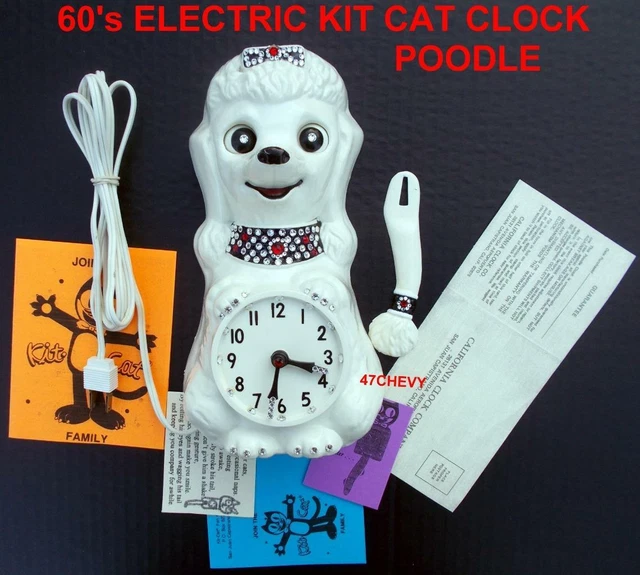 VINTAGE 60'S POODLEKIT KAT CLOCKKIT CAT KLOCKORIGINAL ELECTRIC MOTOR